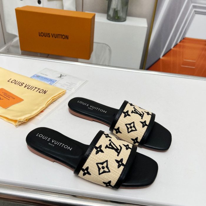 Louis Vuitton LV Fabric Flat Flip-flops Slide Sandal (Perfect Replica)