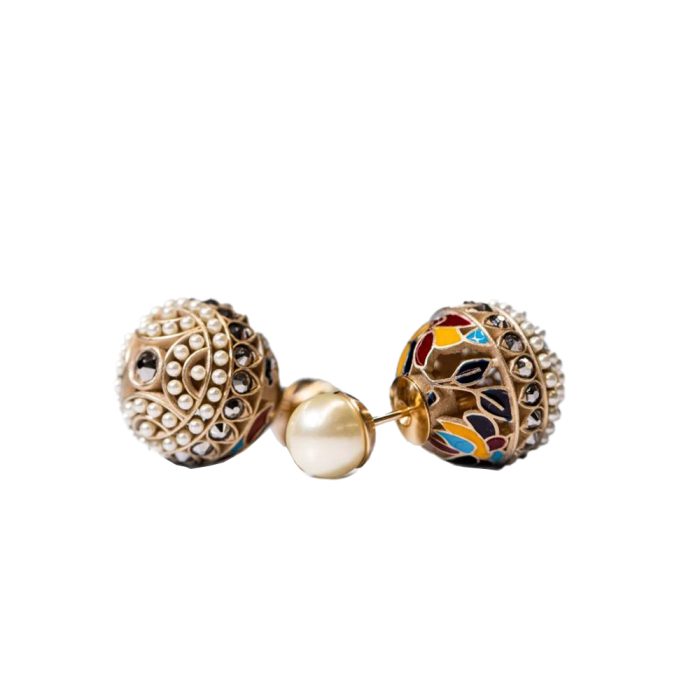 Christian Dior Round Pearl Earrings - Image 2