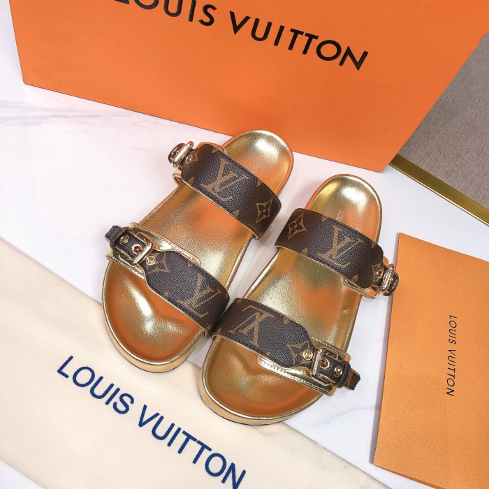 Louis Vuitton LV Bom Dia Leather Slide Sandals (Perfect Replica) - Image 4