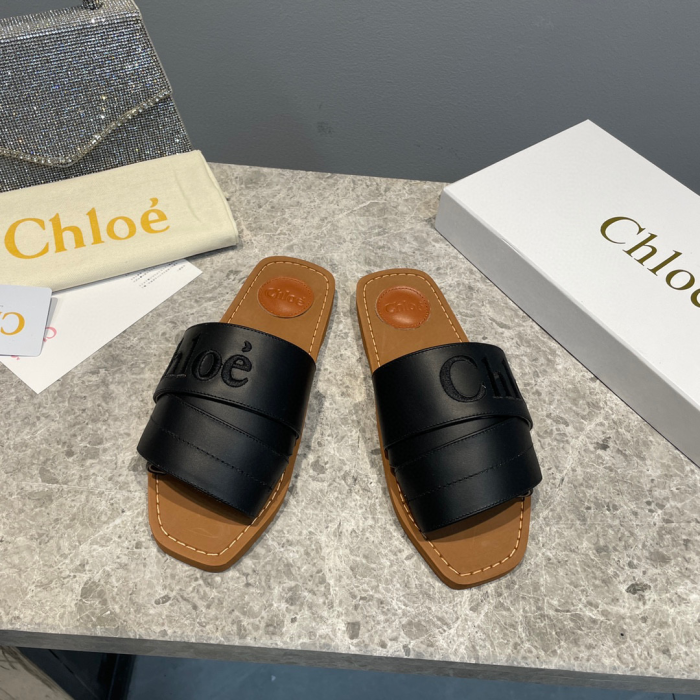 Chloe Leather Logo Embroidery Shoes Sandal (Perfect Replica) - Image 6